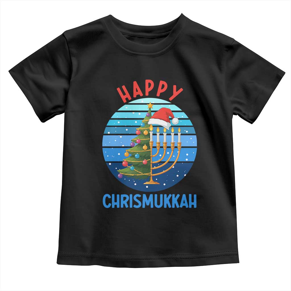 Happy Chrismukkah Toddler T Shirt Menorah Candle Christmas Tree Holiday Jewish Gift - Wonder Print Shop