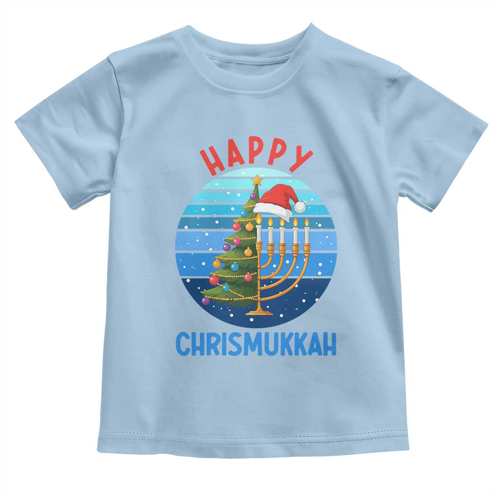 Happy Chrismukkah Toddler T Shirt Menorah Candle Christmas Tree Holiday Jewish Gift - Wonder Print Shop