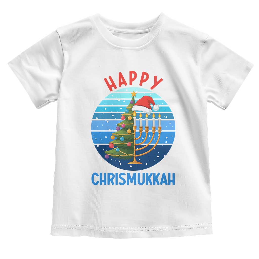 Happy Chrismukkah Toddler T Shirt Menorah Candle Christmas Tree Holiday Jewish Gift - Wonder Print Shop
