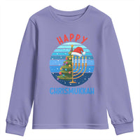 Happy Chrismukkah Youth Sweatshirt Menorah Candle Christmas Tree Holiday Jewish Gift - Wonder Print Shop