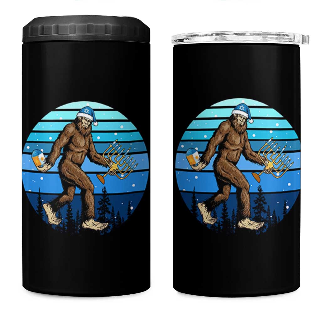 Funny Christmas Hanukkah Bigfoot Lover 4 in 1 Can Cooler Tumbler Jewish Holiday Gift - Wonder Print Shop