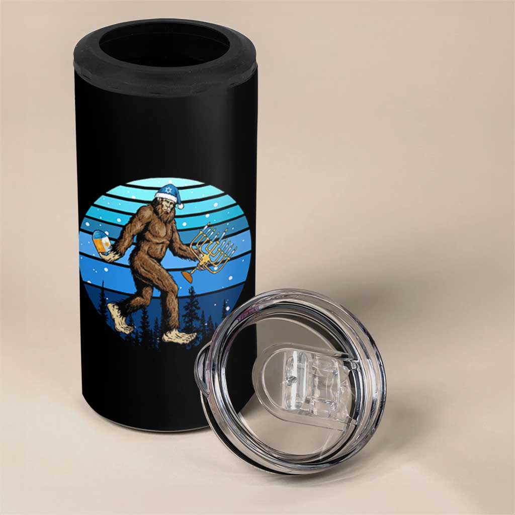 Funny Christmas Hanukkah Bigfoot Lover 4 in 1 Can Cooler Tumbler Jewish Holiday Gift - Wonder Print Shop
