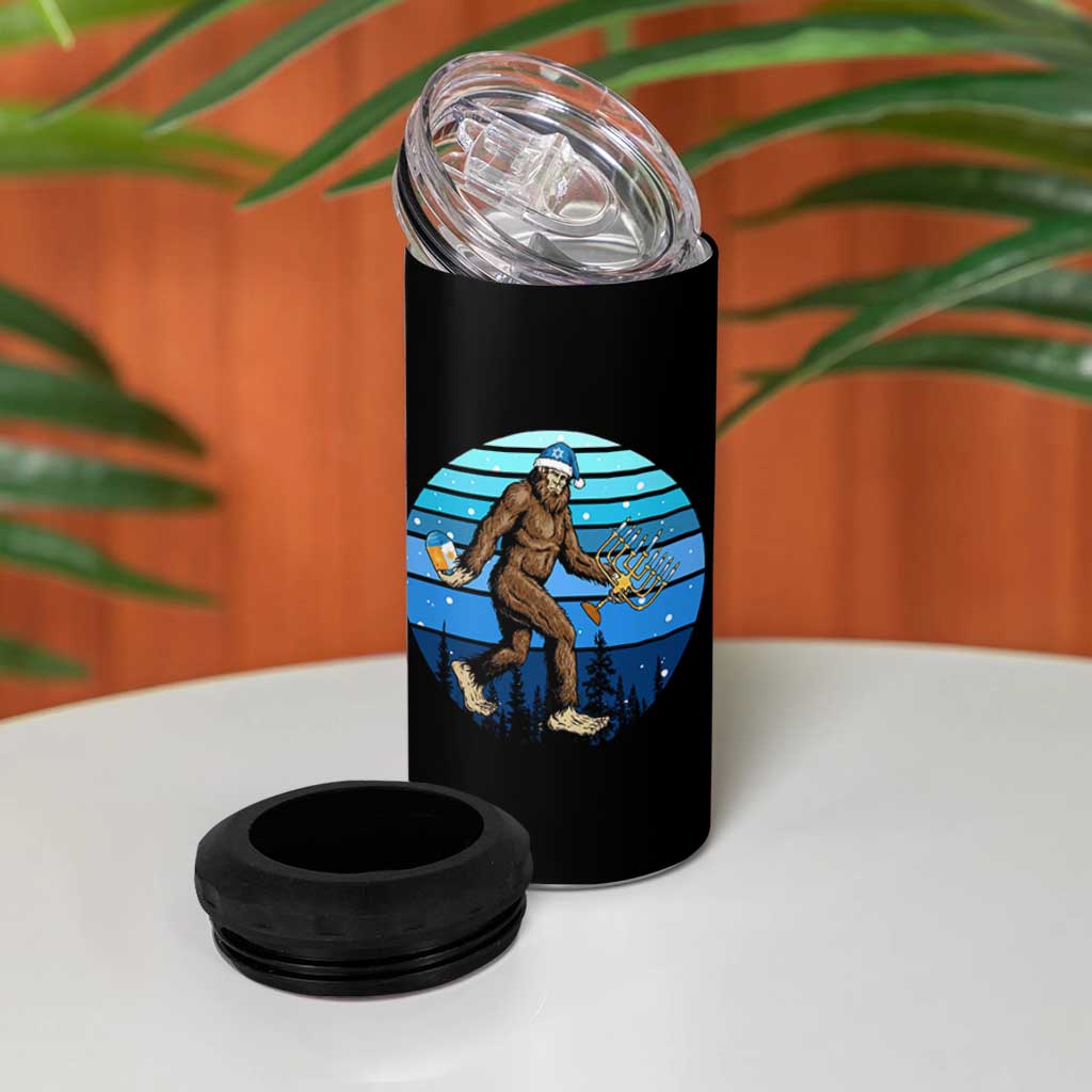 Funny Christmas Hanukkah Bigfoot Lover 4 in 1 Can Cooler Tumbler Jewish Holiday Gift - Wonder Print Shop