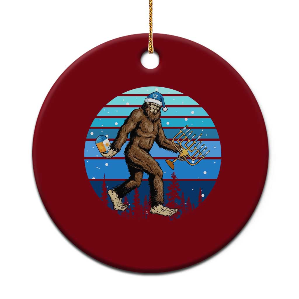 Funny Xmas Hanukkah Bigfoot Lover Ceramic Ornament Jewish Holiday Gift - Wonder Print Shop