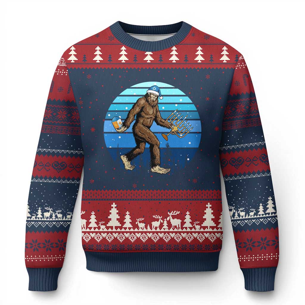 Funny Xmas Hanukkah Bigfoot Lover Ugly Christmas Sweater Jewish Holiday Gift - Wonder Print Shop