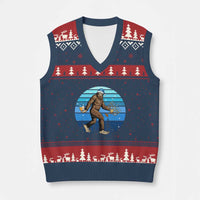 Funny Xmas Hanukkah Bigfoot Lover V-Neck Knit Sweater Vest Jewish Holiday Gift - Wonder Print Shop