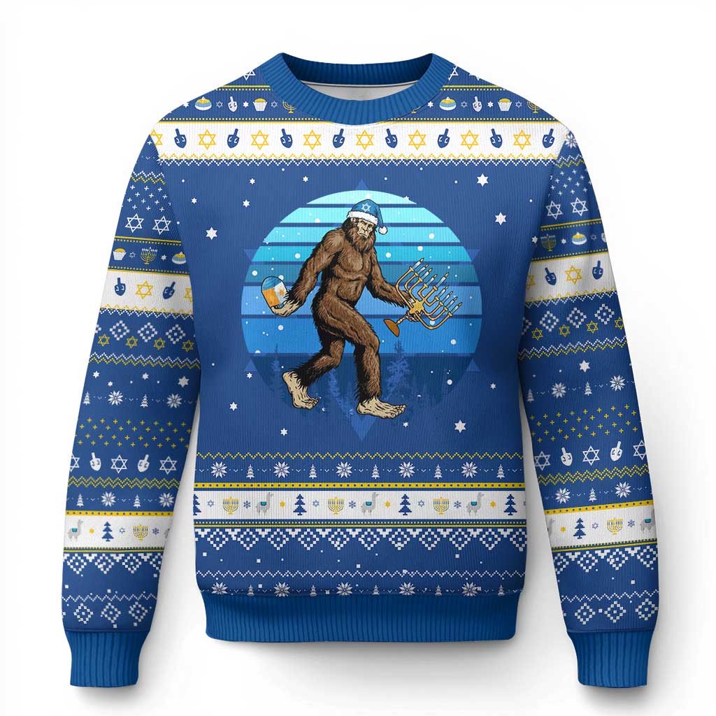 Funny Chrismukkah Bigfoot Lover Hanukkah Ugly Sweater Jewish Holiday Gift - Wonder Print Shop