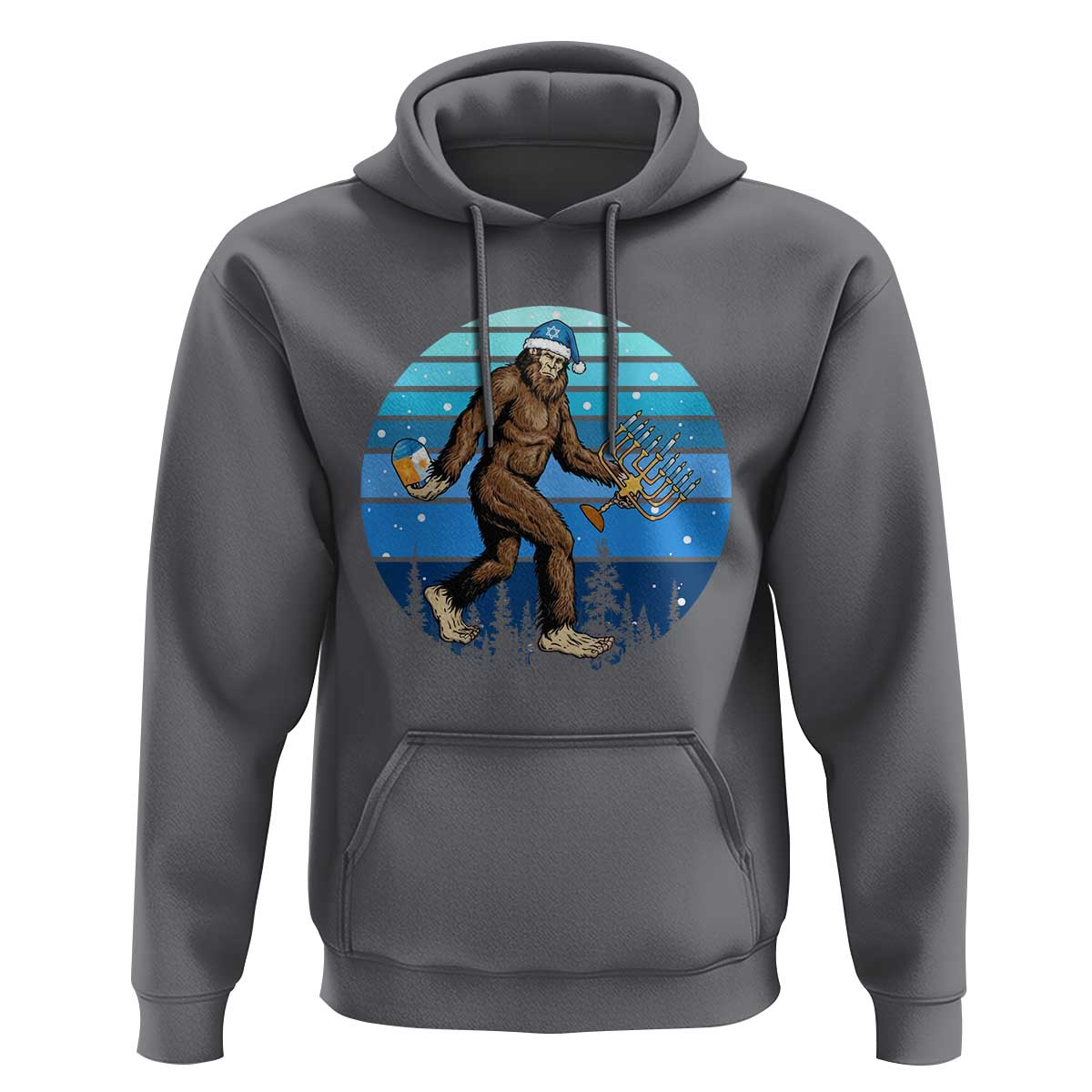 Funny Christmas Hanukkah Bigfoot Lover Hoodie Jewish Holiday Gift - Wonder Print Shop