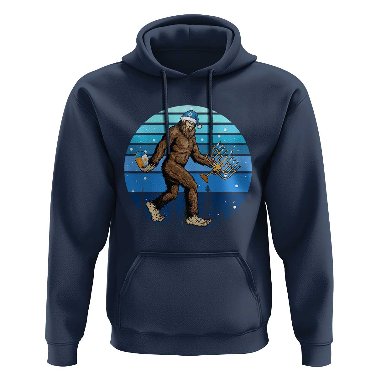 Funny Christmas Hanukkah Bigfoot Lover Hoodie Jewish Holiday Gift - Wonder Print Shop