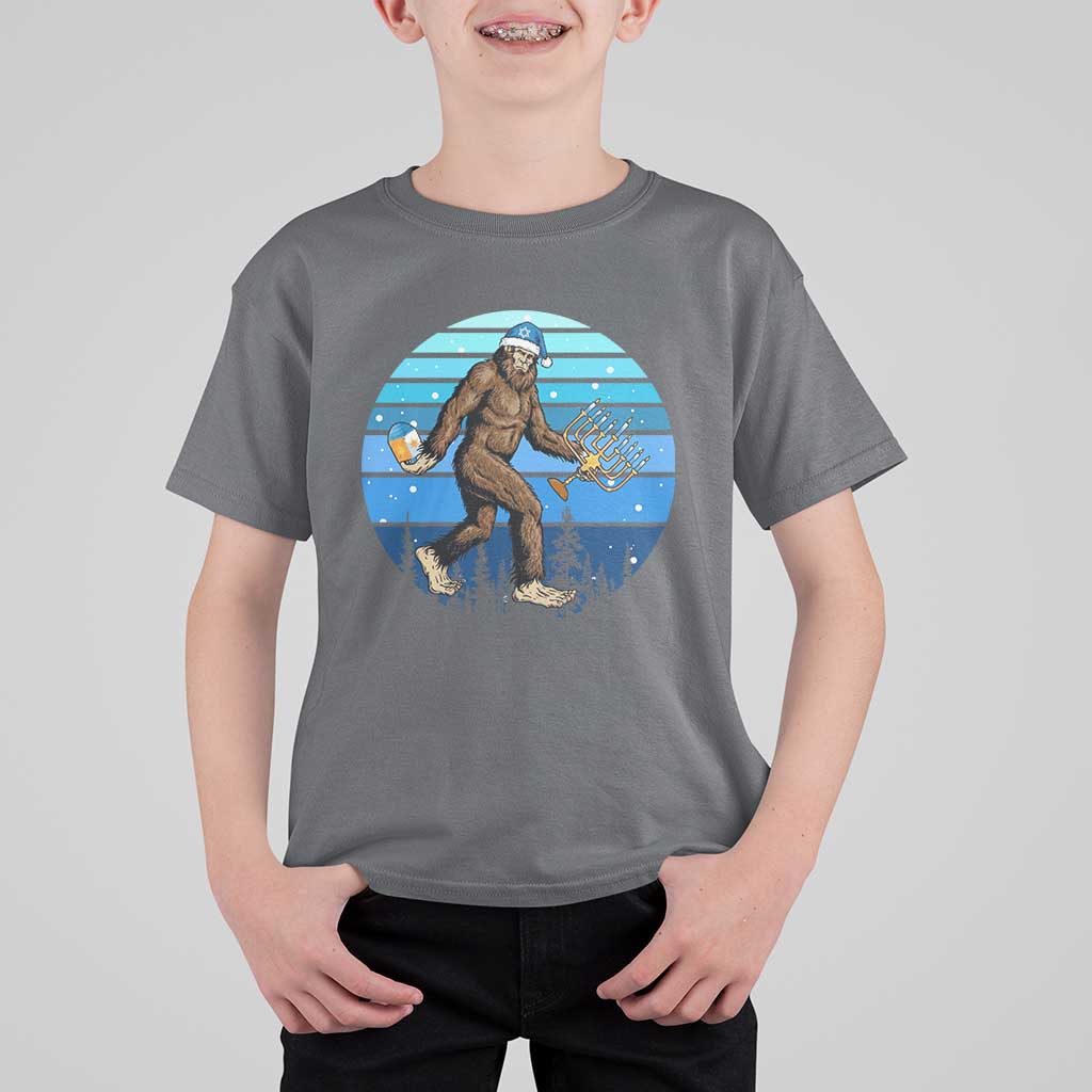 Funny Christmas Hanukkah Bigfoot Lover T Shirt For Kid Jewish Holiday Gift - Wonder Print Shop