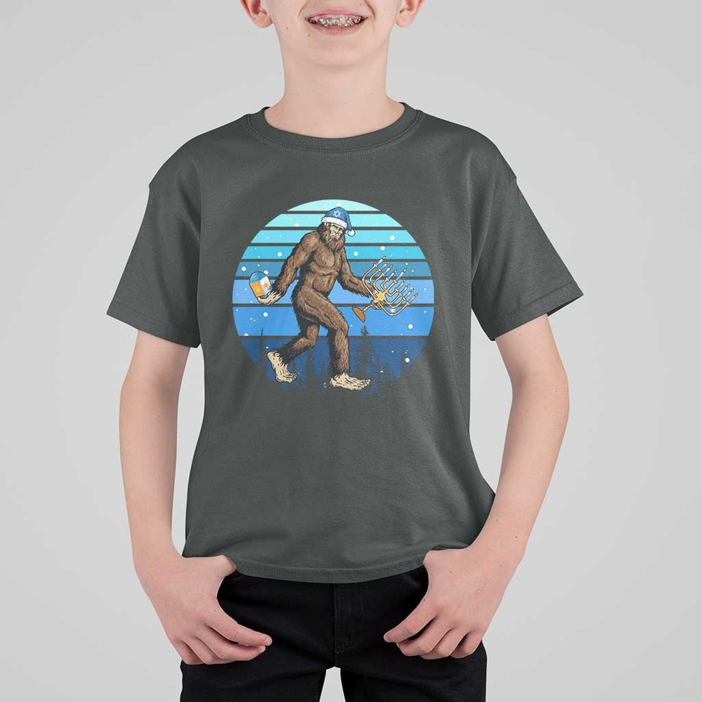 Funny Christmas Hanukkah Bigfoot Lover T Shirt For Kid Jewish Holiday Gift - Wonder Print Shop