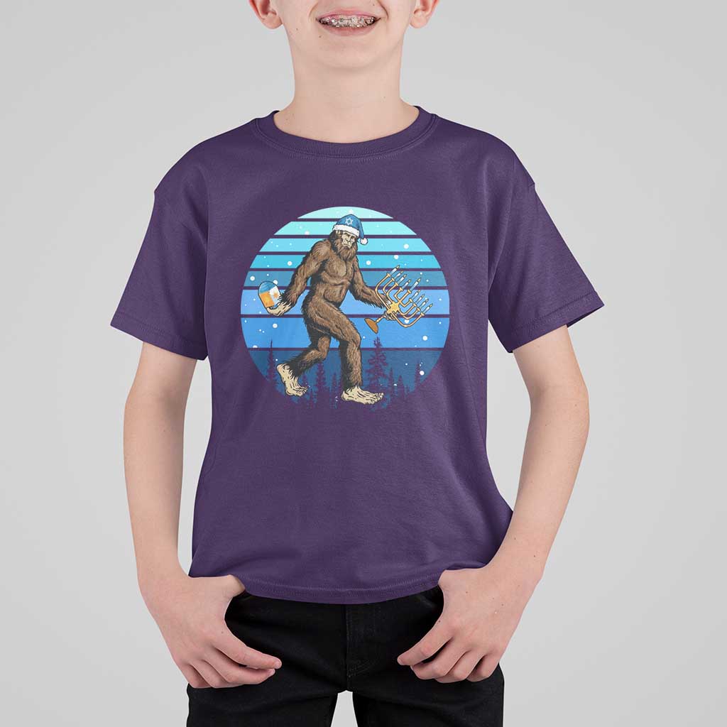 Funny Christmas Hanukkah Bigfoot Lover T Shirt For Kid Jewish Holiday Gift - Wonder Print Shop