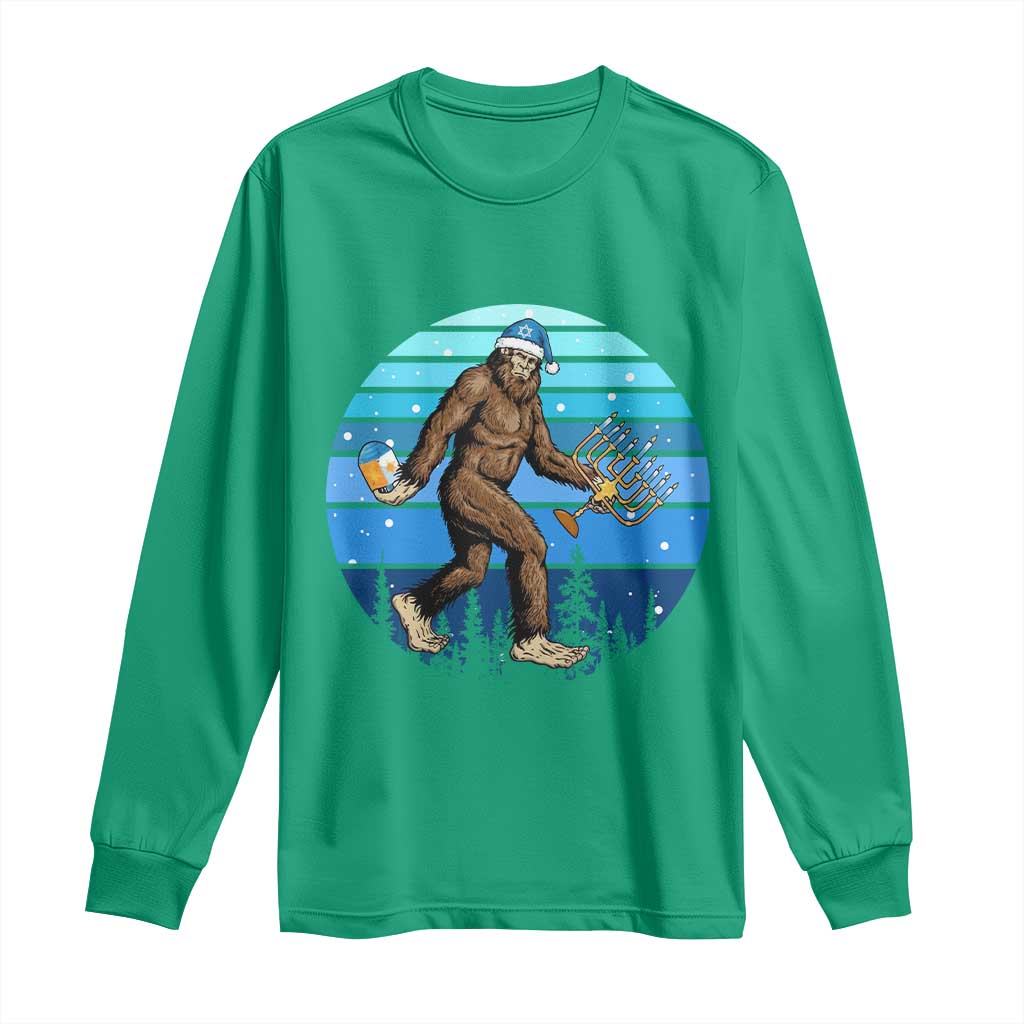 Funny Christmas Hanukkah Bigfoot Lover Long Sleeve Shirt Jewish Holiday Gift - Wonder Print Shop