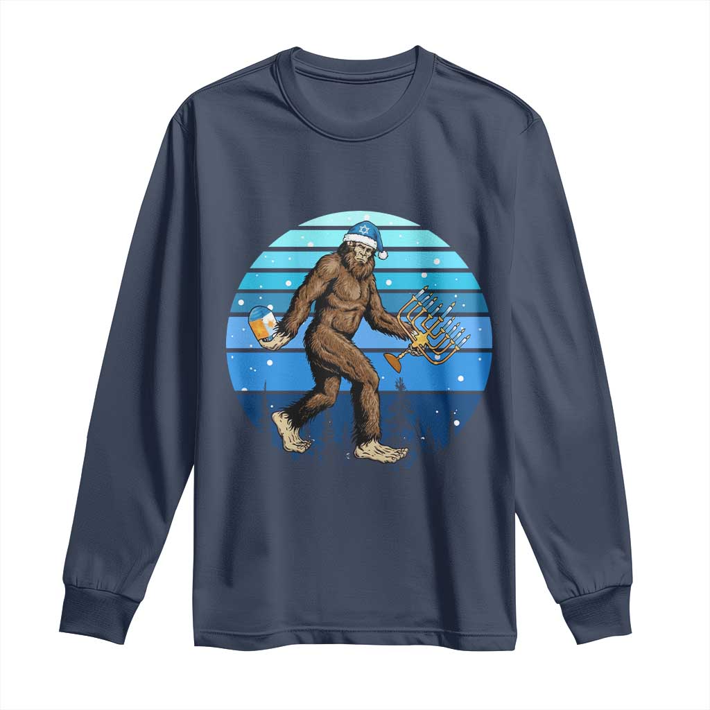 Funny Christmas Hanukkah Bigfoot Lover Long Sleeve Shirt Jewish Holiday Gift - Wonder Print Shop