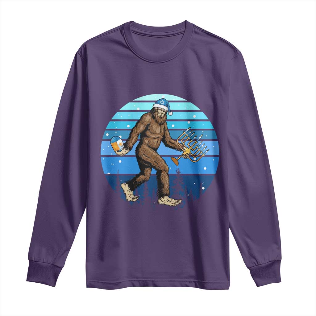 Funny Christmas Hanukkah Bigfoot Lover Long Sleeve Shirt Jewish Holiday Gift - Wonder Print Shop