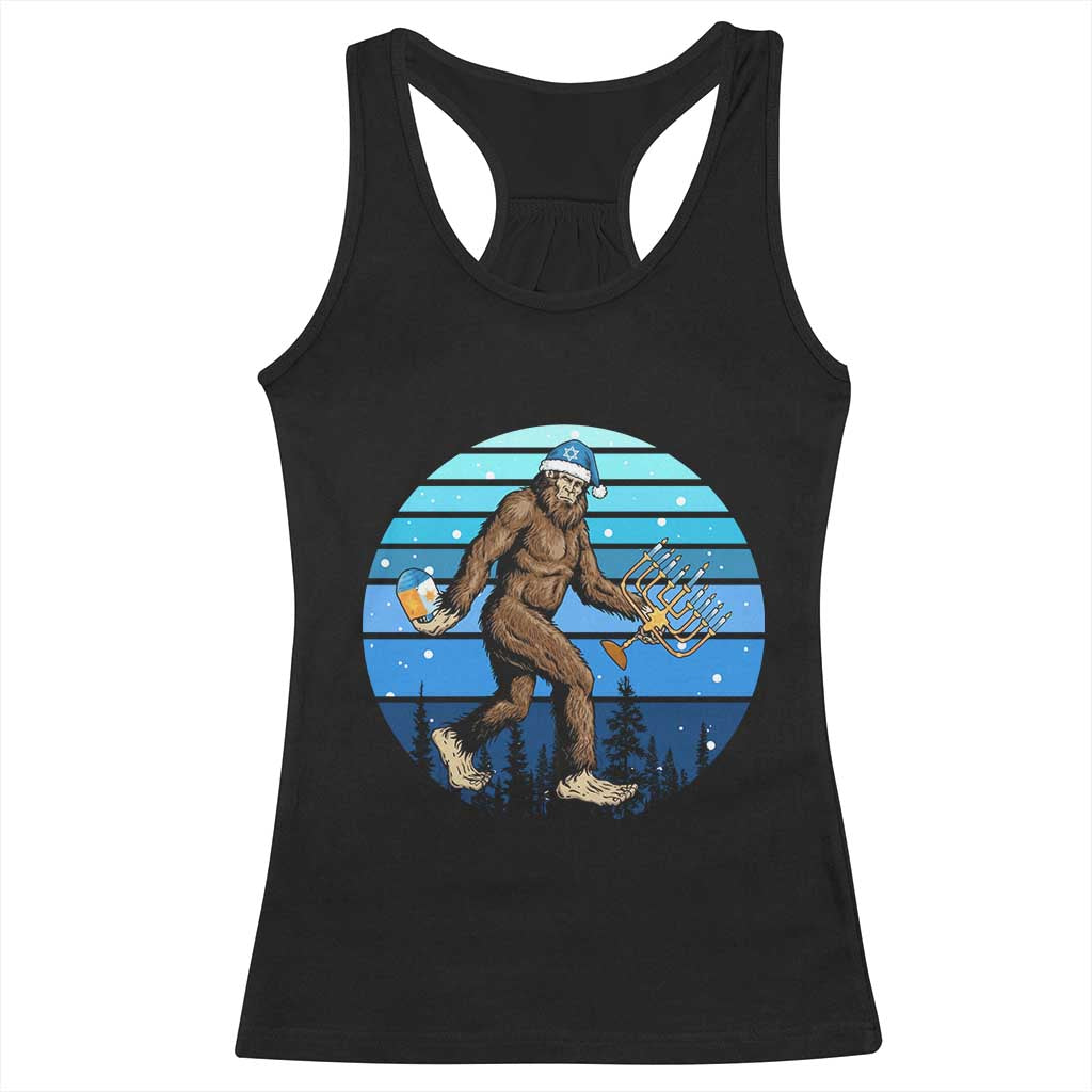 Funny Christmas Hanukkah Bigfoot Lover Racerback Tank Top Jewish Holiday Gift - Wonder Print Shop