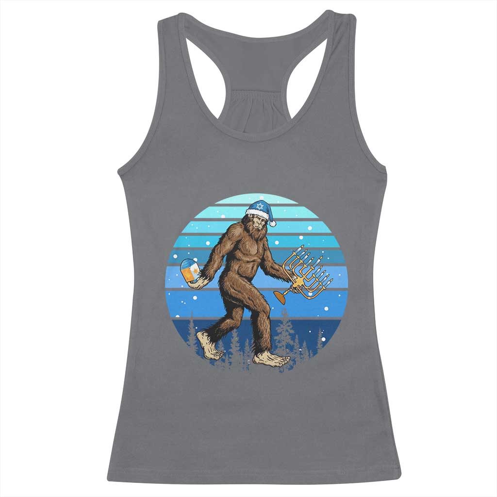 Funny Christmas Hanukkah Bigfoot Lover Racerback Tank Top Jewish Holiday Gift - Wonder Print Shop
