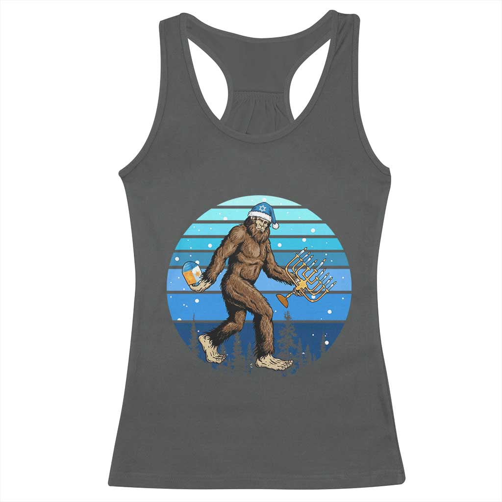 Funny Christmas Hanukkah Bigfoot Lover Racerback Tank Top Jewish Holiday Gift - Wonder Print Shop
