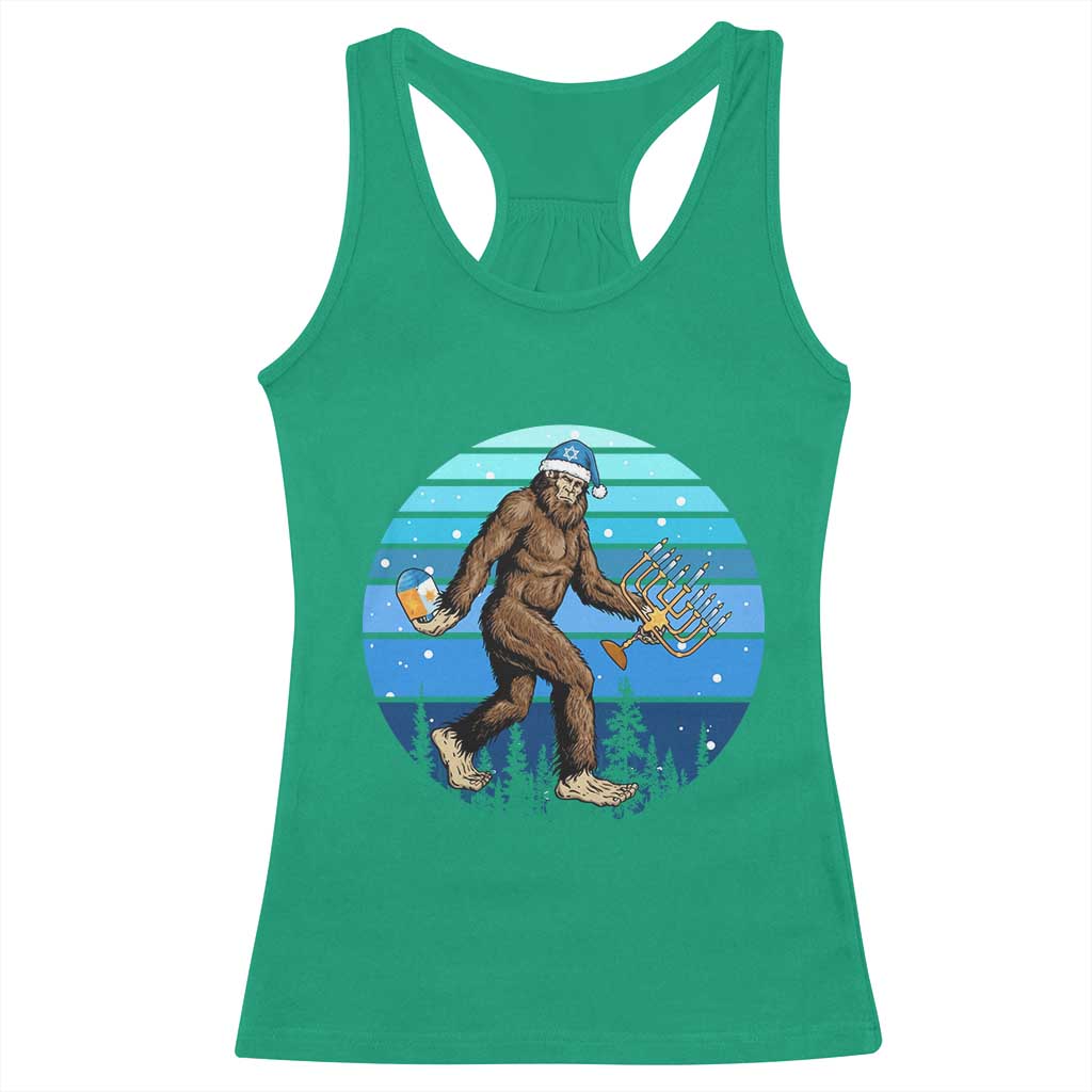 Funny Christmas Hanukkah Bigfoot Lover Racerback Tank Top Jewish Holiday Gift - Wonder Print Shop