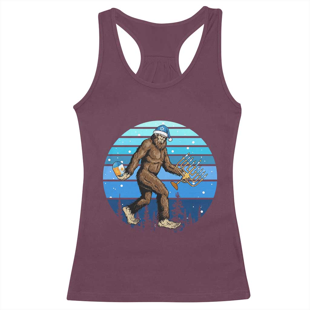 Funny Christmas Hanukkah Bigfoot Lover Racerback Tank Top Jewish Holiday Gift - Wonder Print Shop