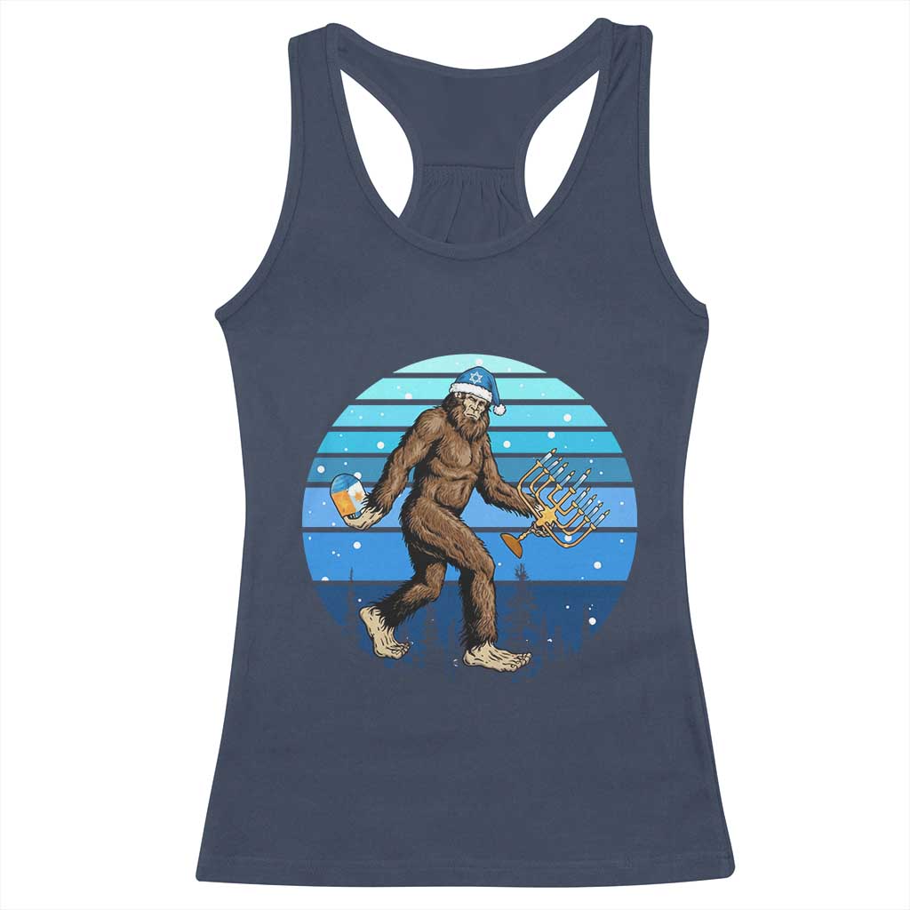 Funny Christmas Hanukkah Bigfoot Lover Racerback Tank Top Jewish Holiday Gift - Wonder Print Shop