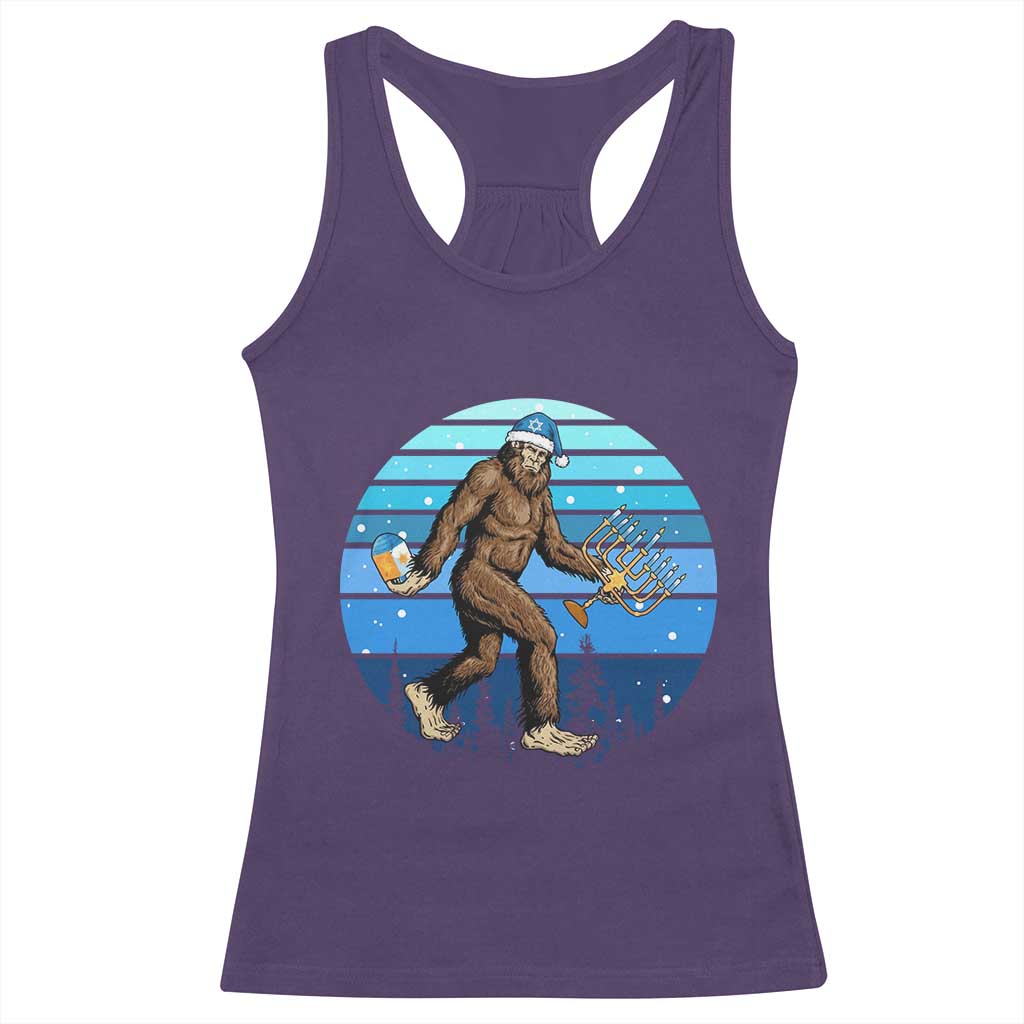 Funny Christmas Hanukkah Bigfoot Lover Racerback Tank Top Jewish Holiday Gift - Wonder Print Shop