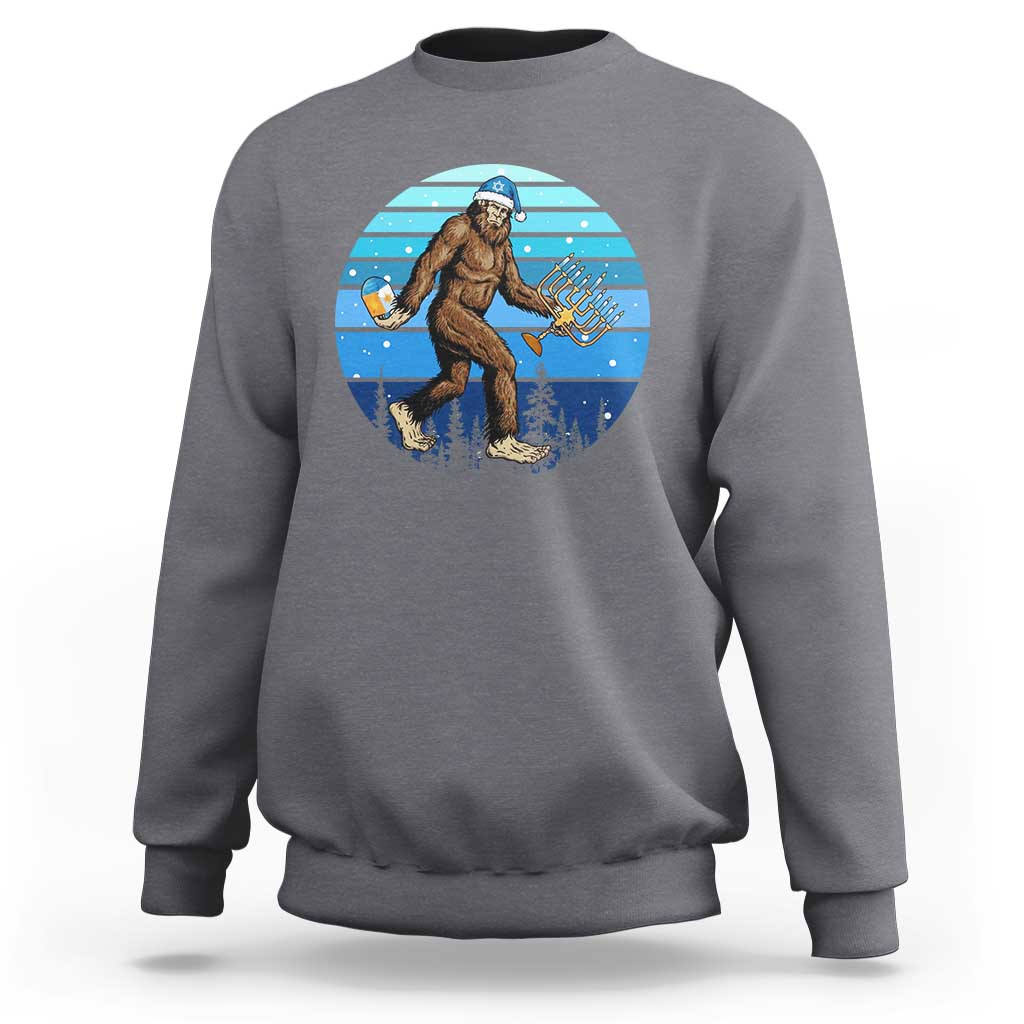 Funny Christmas Hanukkah Bigfoot Lover Sweatshirt Jewish Holiday Gift - Wonder Print Shop