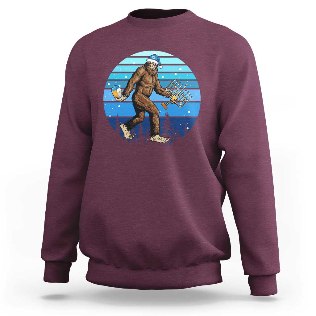 Funny Christmas Hanukkah Bigfoot Lover Sweatshirt Jewish Holiday Gift - Wonder Print Shop