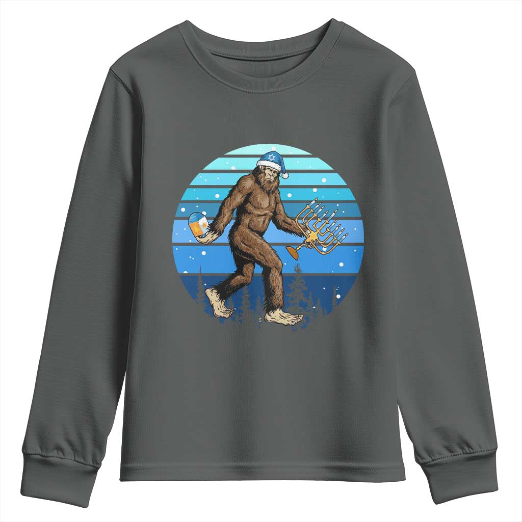 Funny Christmas Hanukkah Bigfoot Lover Youth Sweatshirt Jewish Holiday Gift - Wonder Print Shop