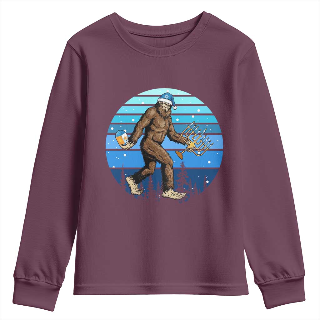 Funny Christmas Hanukkah Bigfoot Lover Youth Sweatshirt Jewish Holiday Gift - Wonder Print Shop