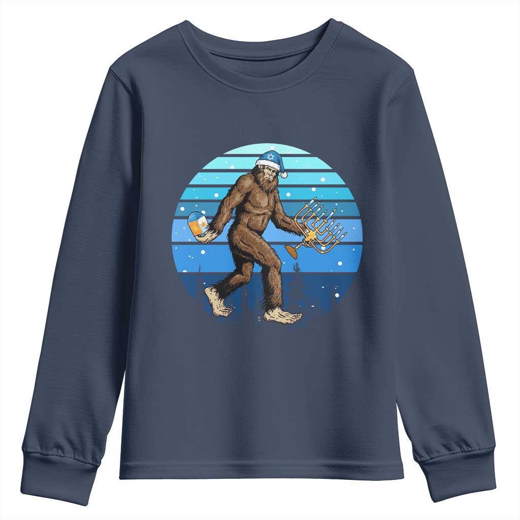Funny Christmas Hanukkah Bigfoot Lover Youth Sweatshirt Jewish Holiday Gift - Wonder Print Shop