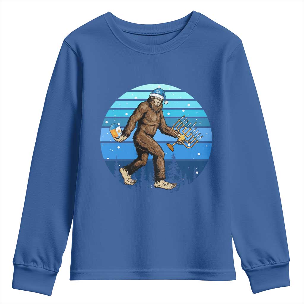 Funny Christmas Hanukkah Bigfoot Lover Youth Sweatshirt Jewish Holiday Gift - Wonder Print Shop
