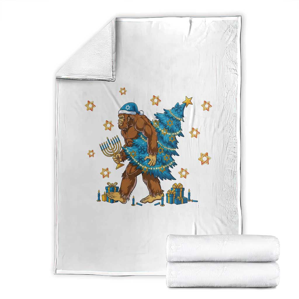 Funny Hanukkah Bigfoot Lover Jewish Holiday Gift Throw Blanket - Wonder Print Shop