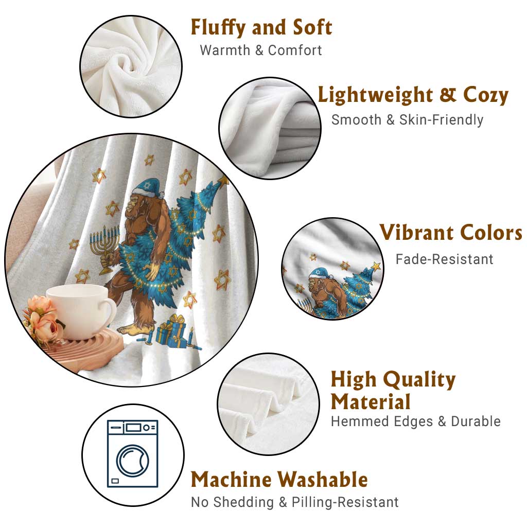 Funny Hanukkah Bigfoot Lover Jewish Holiday Gift Throw Blanket - Wonder Print Shop