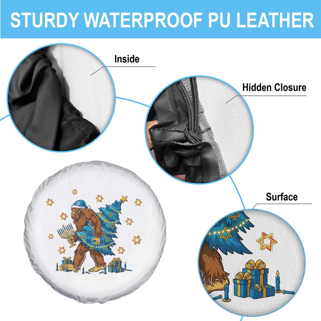 Funny Hanukkah Bigfoot Lover Jewish Holiday Gift Spare Tire Cover - Wonder Print Shop