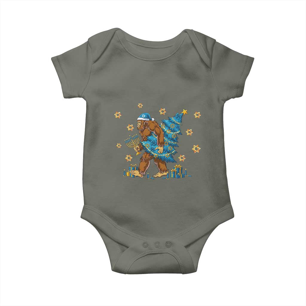 Funny Hanukkah Bigfoot Lover Jewish Holiday Gift Baby Onesie - Wonder Print Shop