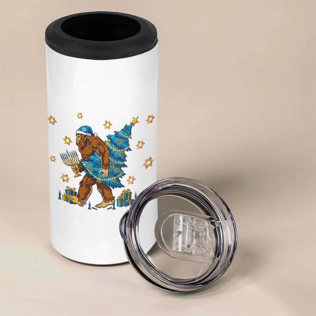 Funny Hanukkah Bigfoot Lover Jewish Holiday Gift 4 in 1 Can Cooler Tumbler - Wonder Print Shop