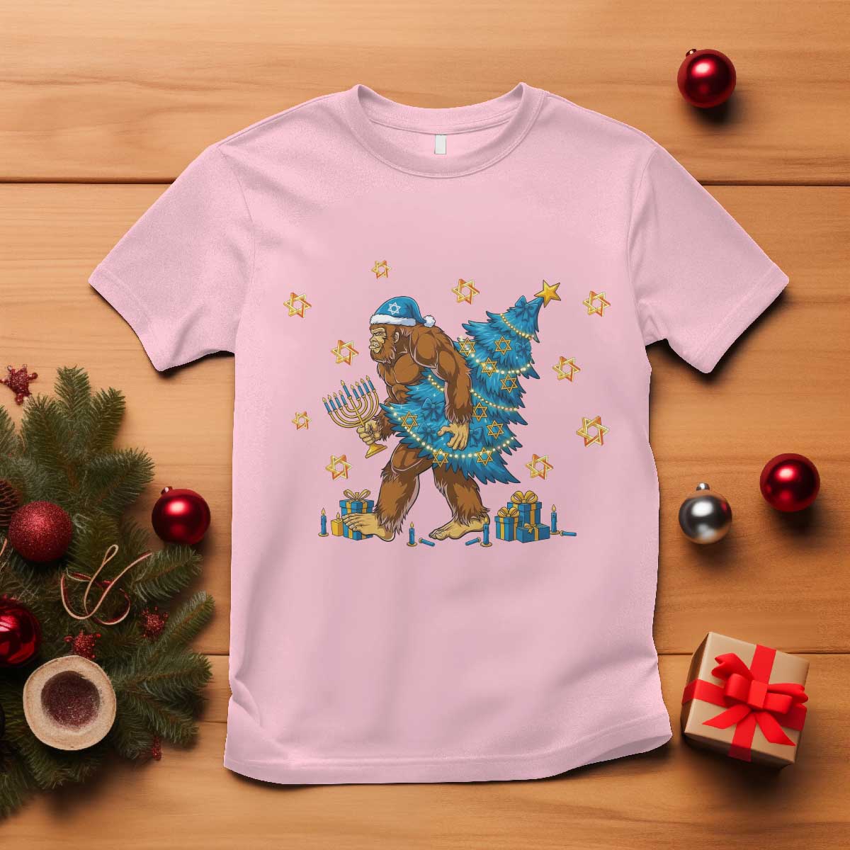 Funny Hanukkah Bigfoot Lover Jewish Holiday Gift T Shirt - Wonder Print Shop