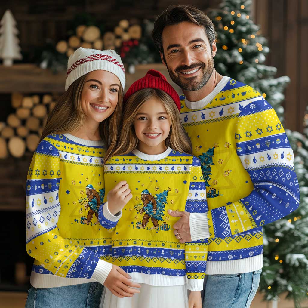 Funny Bigfoot Lover Jewish Holiday Gift Hanukkah Ugly Sweater - Wonder Print Shop