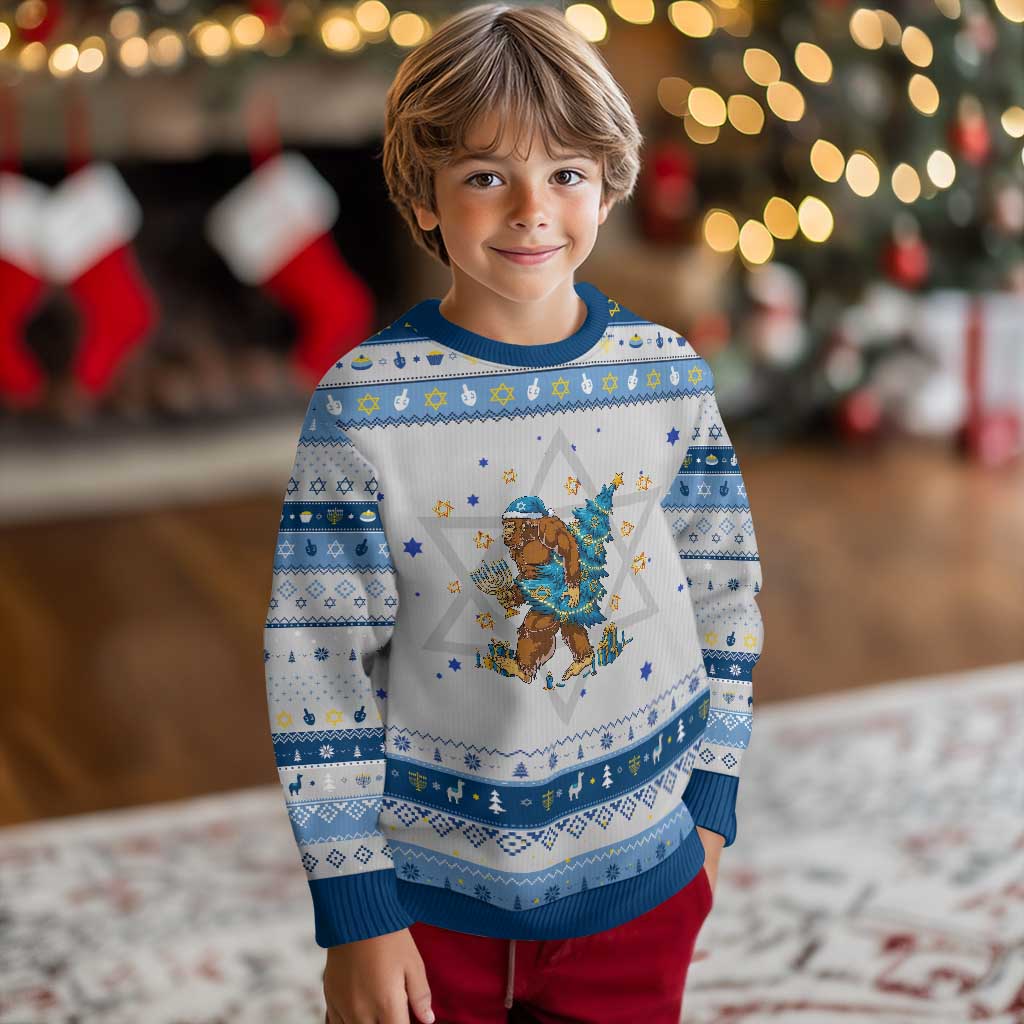 Funny Bigfoot Lover Jewish Holiday Gift Hanukkah Ugly Sweater - Wonder Print Shop