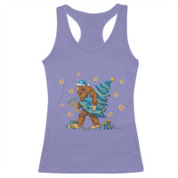 Funny Hanukkah Bigfoot Lover Jewish Holiday Gift Racerback Tank Top - Wonder Print Shop