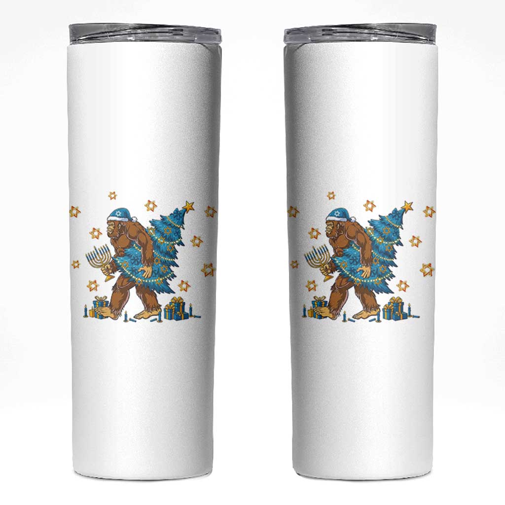Funny Hanukkah Bigfoot Lover Jewish Holiday Gift Skinny Tumbler - Wonder Print Shop