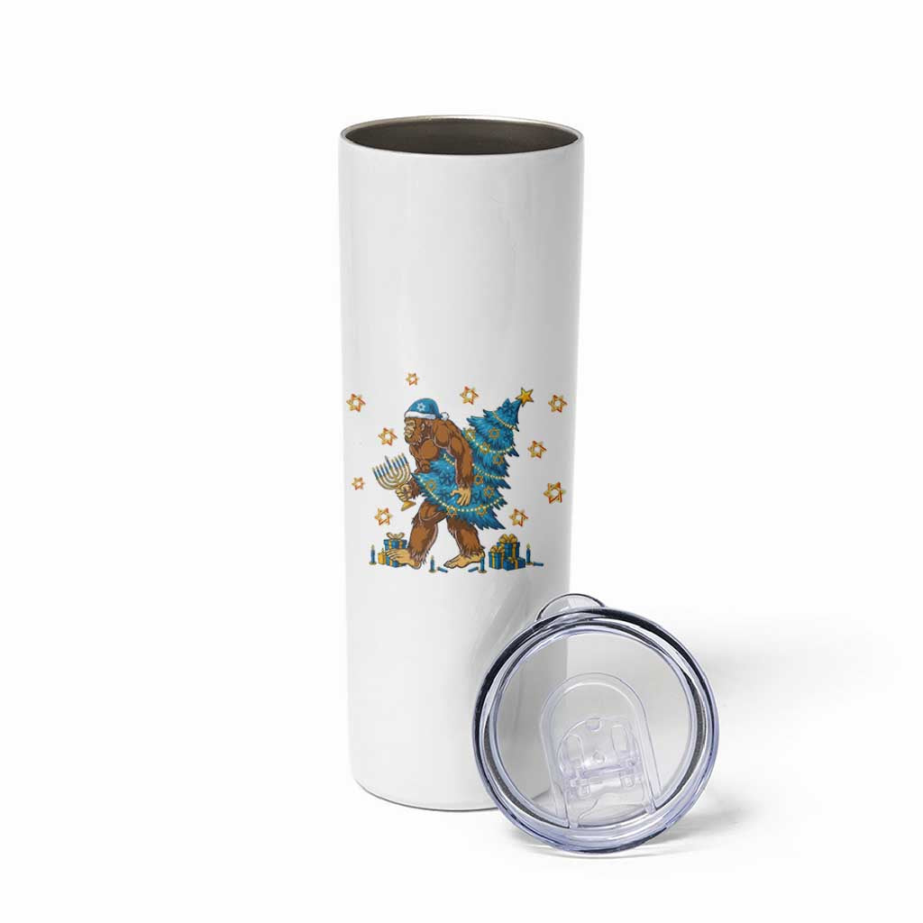 Funny Hanukkah Bigfoot Lover Jewish Holiday Gift Skinny Tumbler - Wonder Print Shop