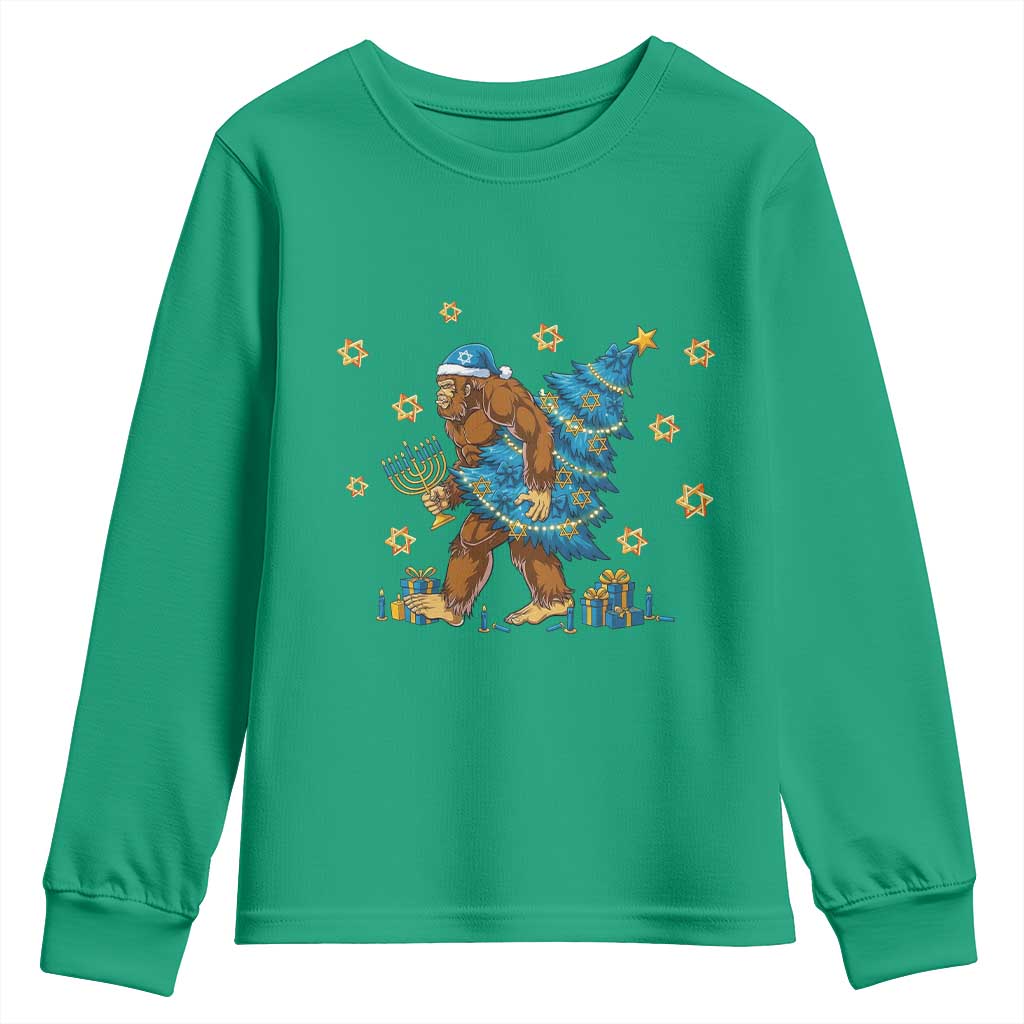 Funny Hanukkah Bigfoot Lover Jewish Holiday Gift Youth Sweatshirt - Wonder Print Shop