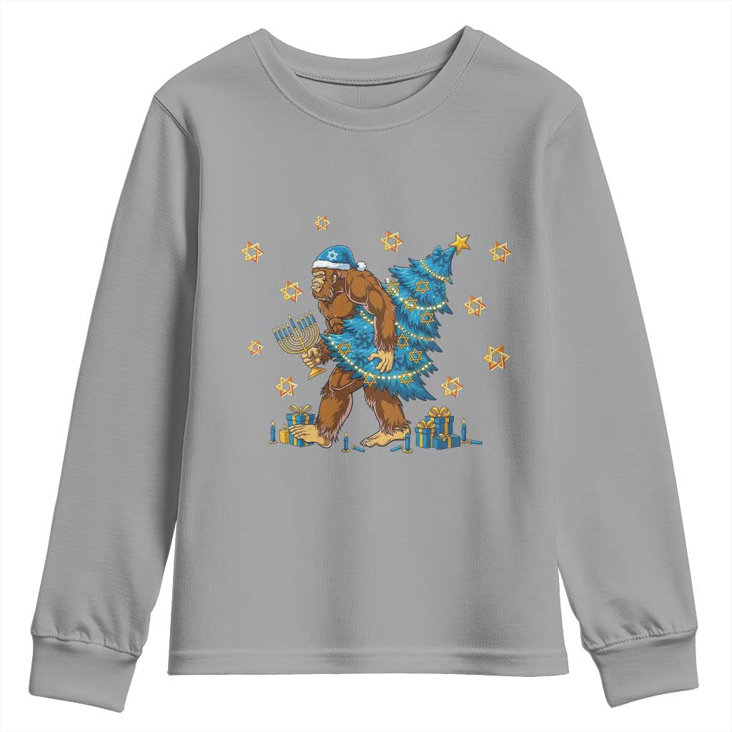 Funny Hanukkah Bigfoot Lover Jewish Holiday Gift Youth Sweatshirt - Wonder Print Shop