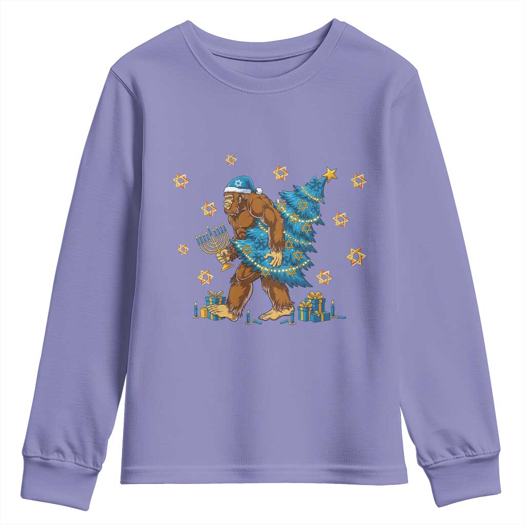 Funny Hanukkah Bigfoot Lover Jewish Holiday Gift Youth Sweatshirt - Wonder Print Shop