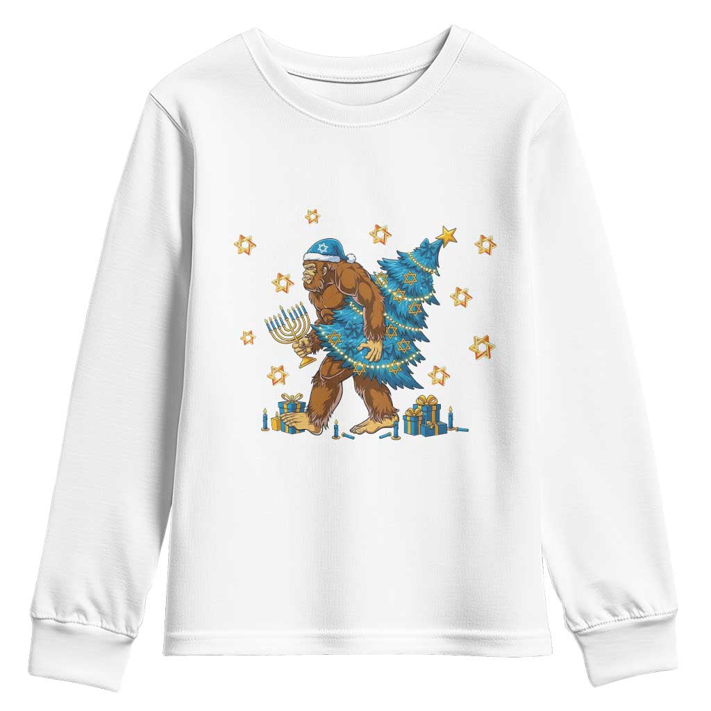 Funny Hanukkah Bigfoot Lover Jewish Holiday Gift Youth Sweatshirt - Wonder Print Shop
