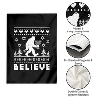 Funny Hanukkah Bigfoot Garden Flag Believe Ugly Sweater Jewish Holiday Gift - Wonder Print Shop