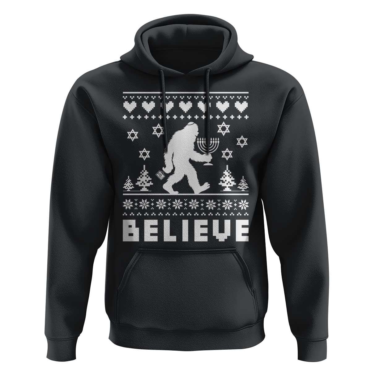 Funny Hanukkah Bigfoot Hoodie Believe Ugly Sweater Jewish Holiday Gift - Wonder Print Shop