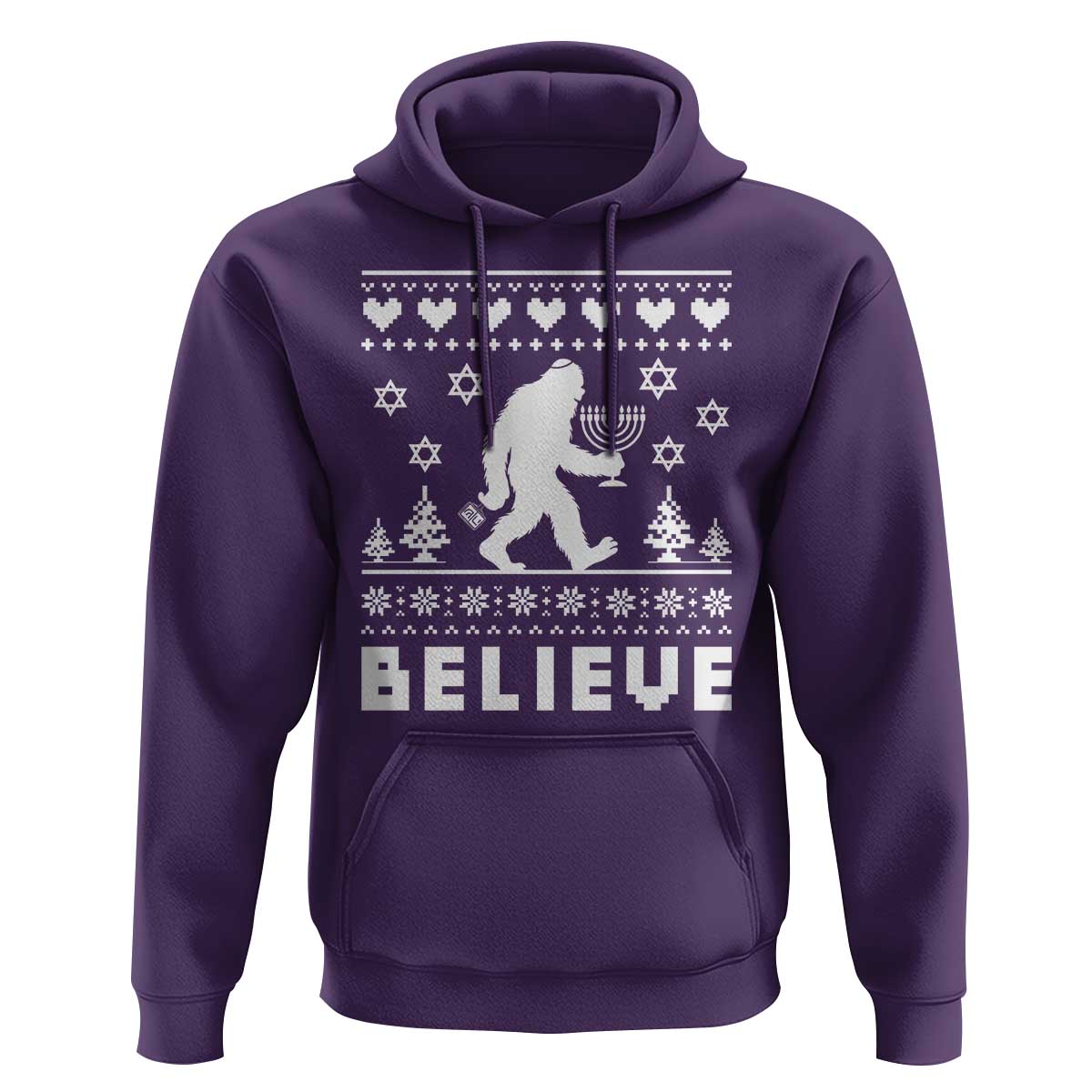 Funny Hanukkah Bigfoot Hoodie Believe Ugly Sweater Jewish Holiday Gift - Wonder Print Shop